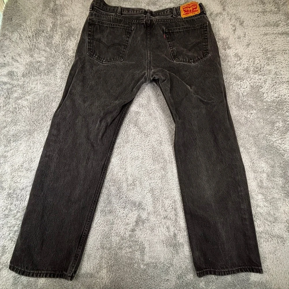 Levis 505 Regular Fit Straight Leg Jeans Faded Black Denim Mens 40x32